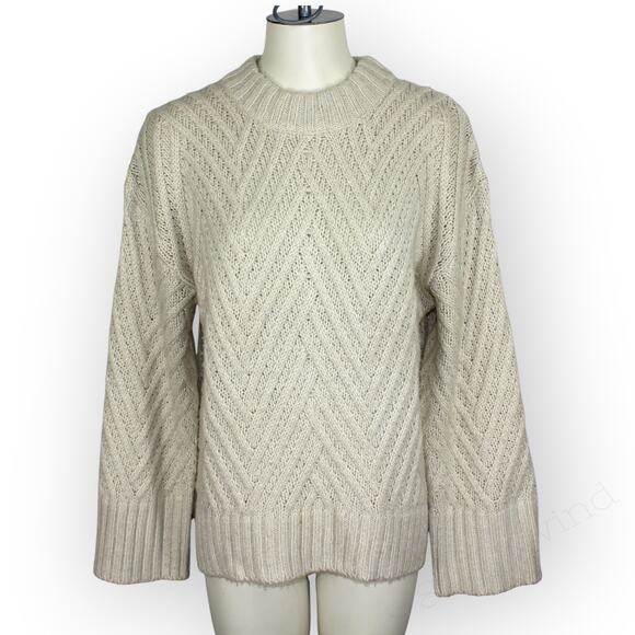 Medium ANewDay Sweater Chevron Knit BellSleeve Soft Fisherman - Picture 7 of 10
